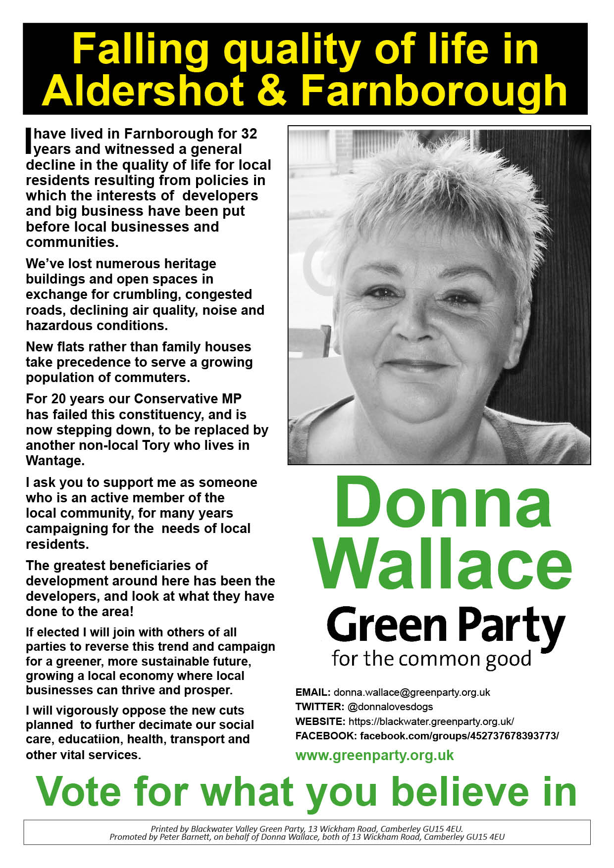 GE2017 Flyer for Donna Wallace in Aldershot